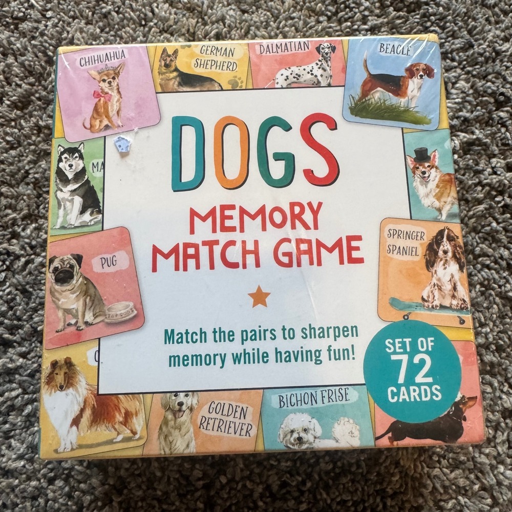 Peter Pauper Press Dogs Memory Match Game 72 Cards Ages 3+ New Sealed 342232